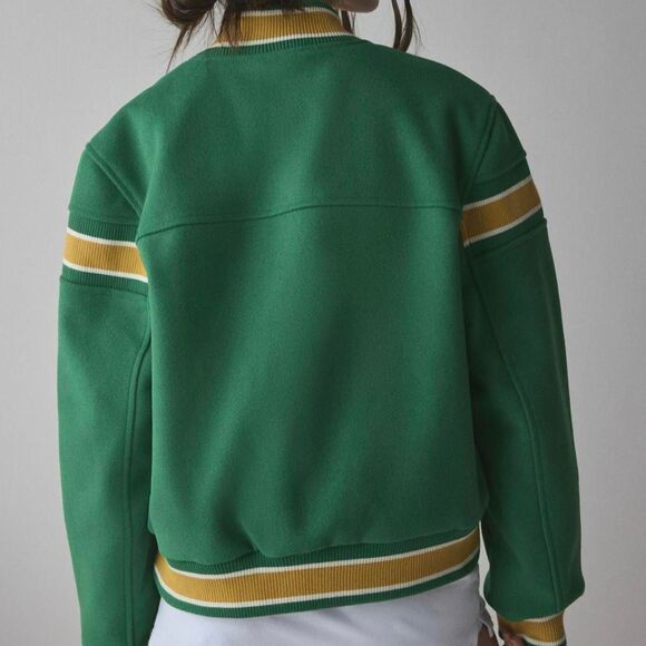 Bdg Women's Green Varsity Vintage-Inspired Green Varsity Bomber Jacket - Picture 5 of 8